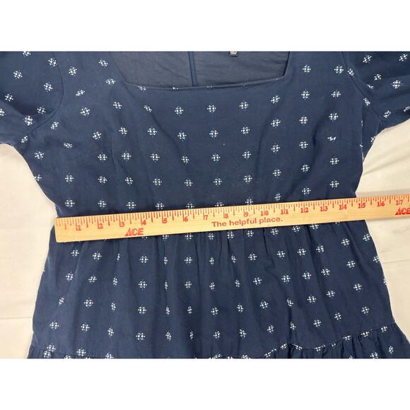 MADEWELL $108 Square-Neck Puff-Sleeve Blue Clip Dot Babydoll Dress 4 Cottagecore - Picture 4 of 10